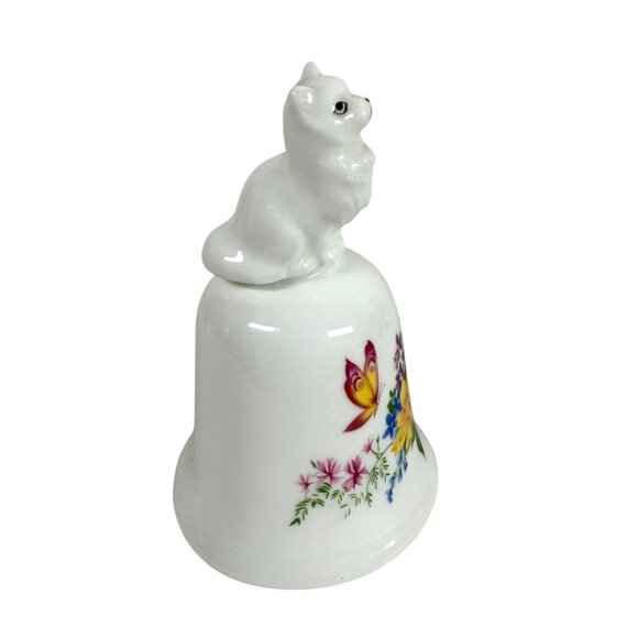 Vintage Cat Bell Kitten Flowers Butterfly Grandmacore Cottagecore 5" - Picture 4 of 8